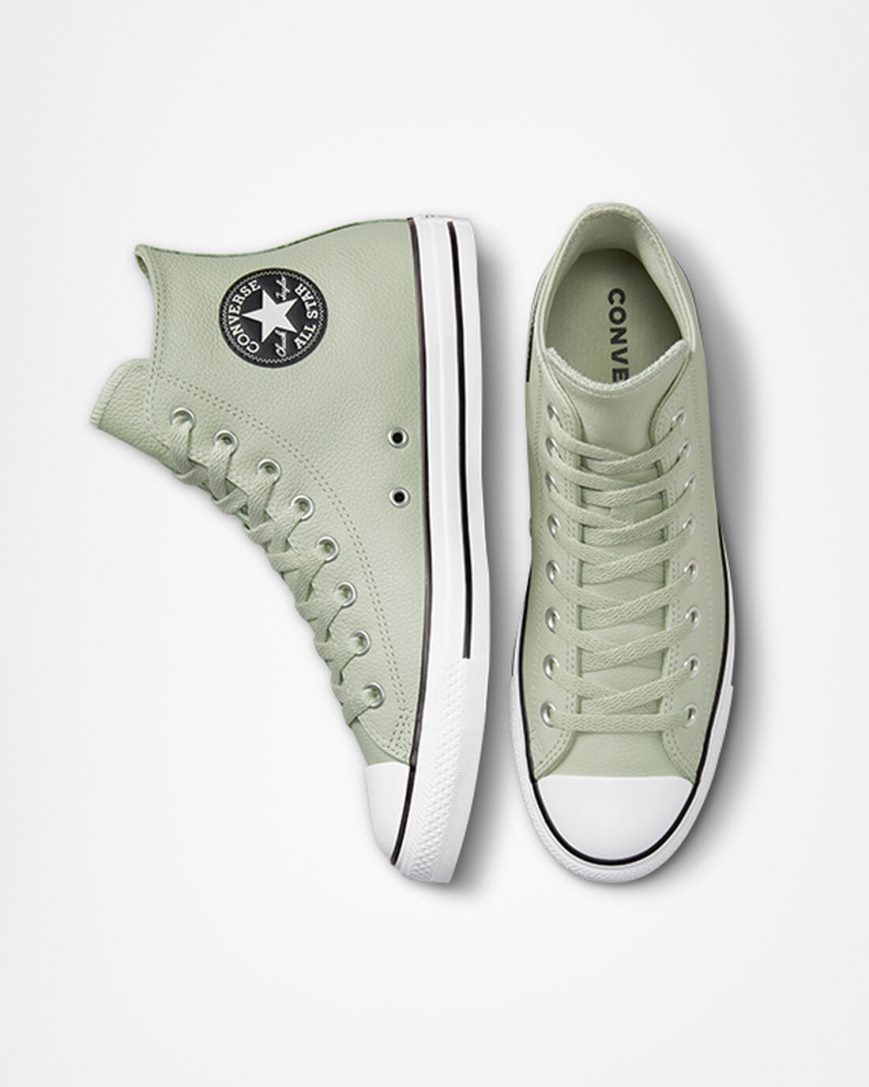 Zapatillas Altas Converse Chuck Taylor All Star Cuero Hombre Verde Oliva | PE 85E02W